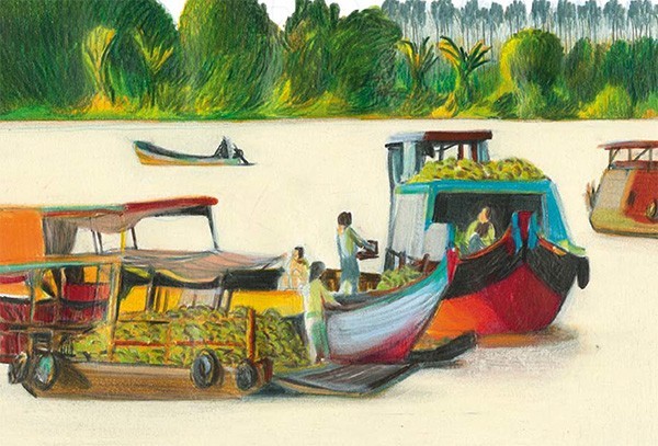 LV TravelBook Vietnam Floating market on the Mekong