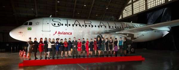 Uniformed Staff from Star Alliance member carriers welcoming their new colleagues from Avianca Brasil at the airline’s official joining ceremony in Sao Paulo Brazil.