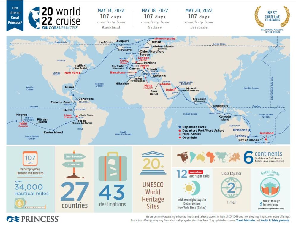 Princess Cruises Announces 15th World Cruise 1 World Cruise Princess Cruises