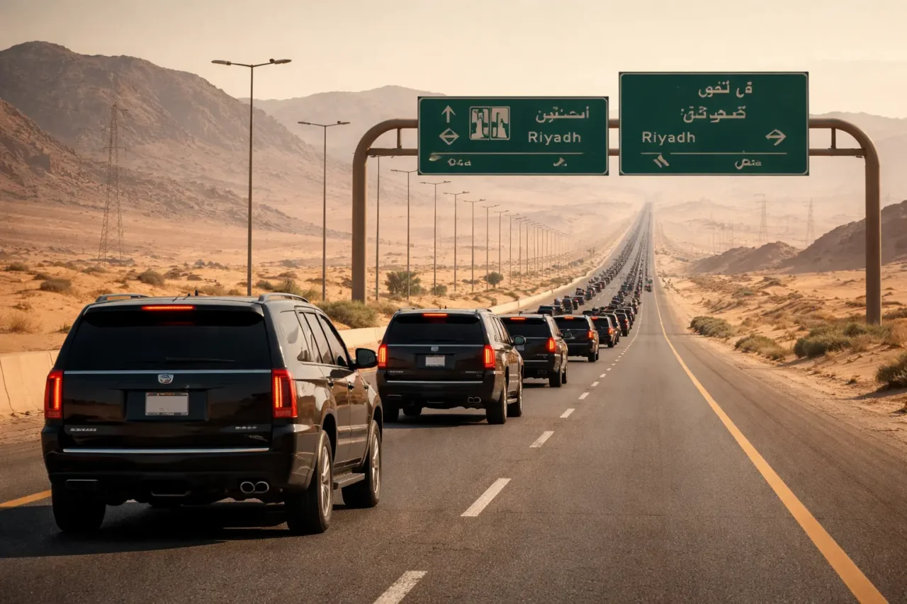 Riyadh Becomes Emergency Exit Hub as Gulf Violence Triggers Elite Exodus 8 car convoy